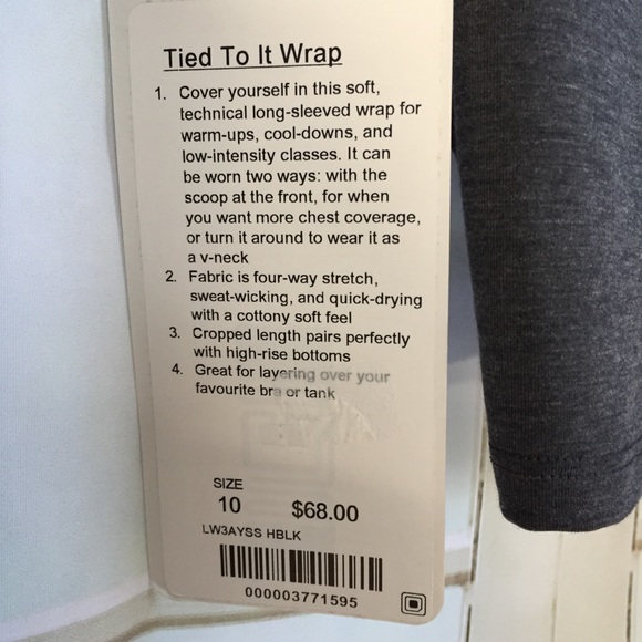 NWT HBLK LULULEMON TIED TO IT WRAP LONG SLEEVE 10 - Picture 5 of 7